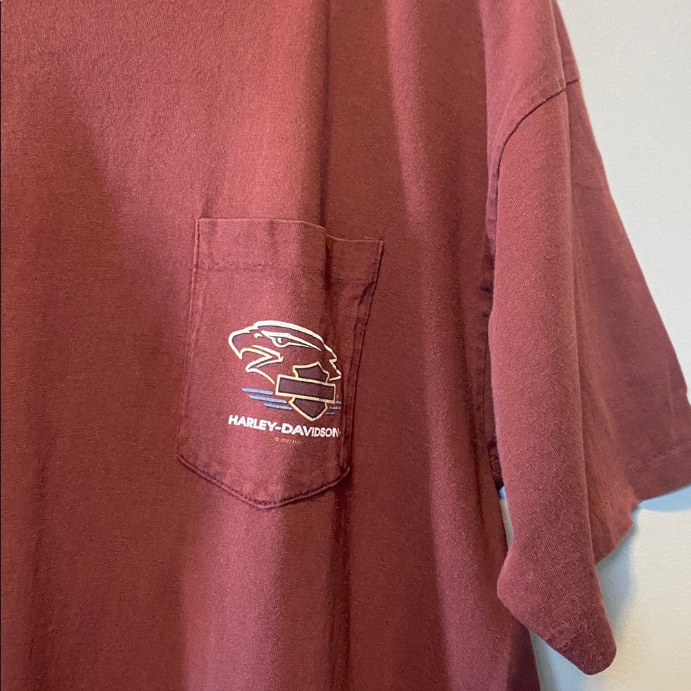 Harley Davidson Vintage Mens Savannah GA T-shirt XL Burgundy 100% Cotton Tee - Picture 4 of 13